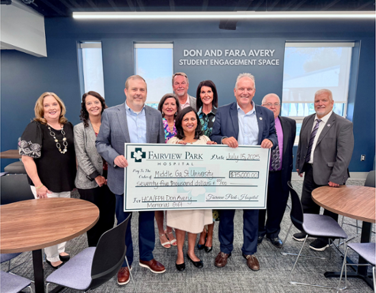 Fairview Park Hospital is proud to announce a donation to Middle Georgia State University in the amount of $85,000 in memory of its late CEO, Don Avery. 